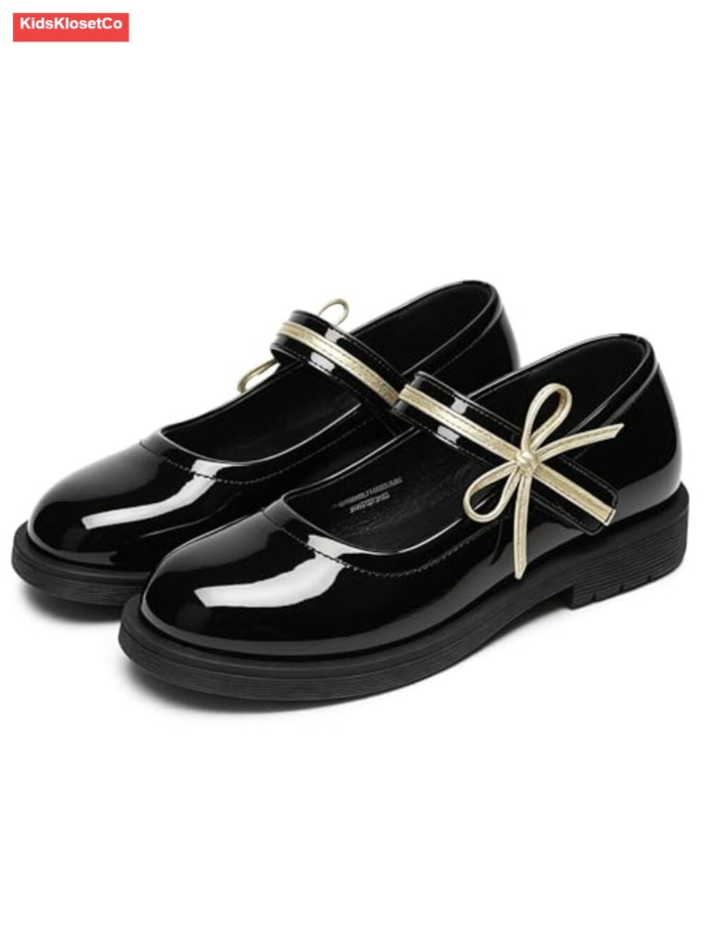 Girls Mary Jane Flats PU Leather Bow Hook Loop School Uniform Shoes